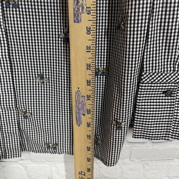 Talbots Blouse Women's XL Plaid Button Down Beaded Studded Long Sleeve Check - Picture 11 of 13